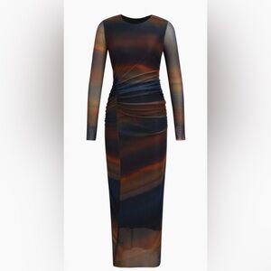 Chic Long Sleeve Multicolor Dress